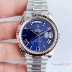 Noob Factory V3 Copy Rolex DayDate ii Blue Face Stainless Steel President Watch